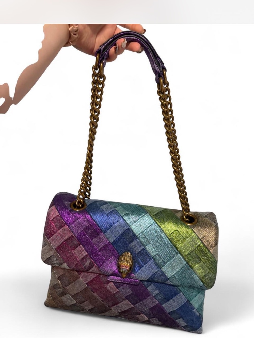 Kurt Geiger Multicolor Woven Shoulder Bag - Purple, Blue & Green